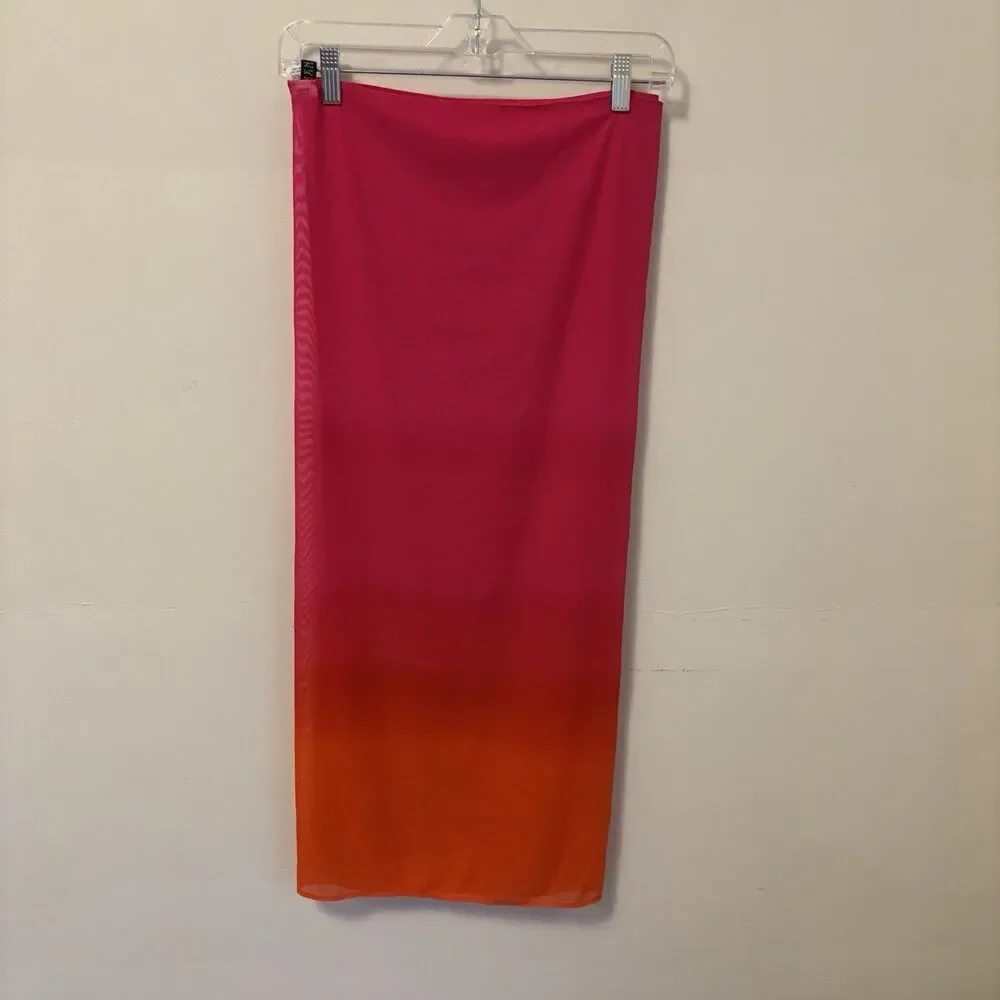 Lauren Ralph Lauren Ombré Mesh Scarf Pink Orange Light Weight Vacation 32 X 56